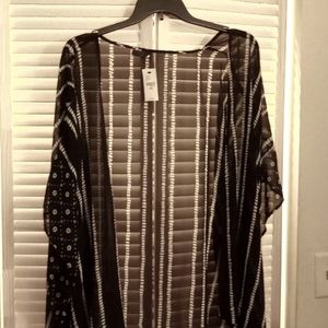 Sheer black and white print shawl